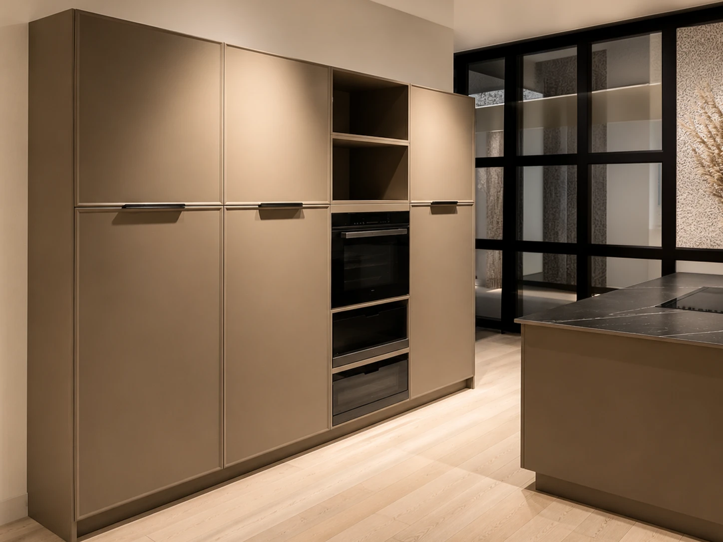 Cuisine moderne AV 5075 NCS S 6005-Y20R avec îlot central