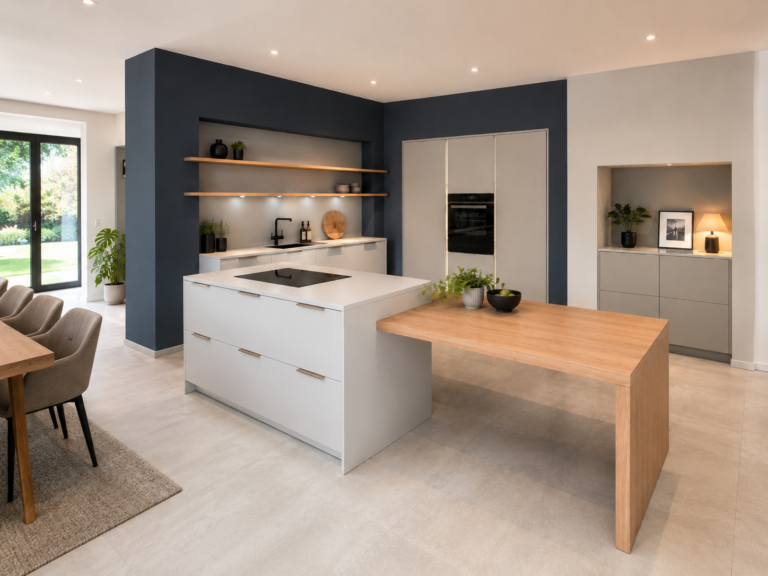 ilot-central-blanc-table-bois-cuisine-haecker-cuisina